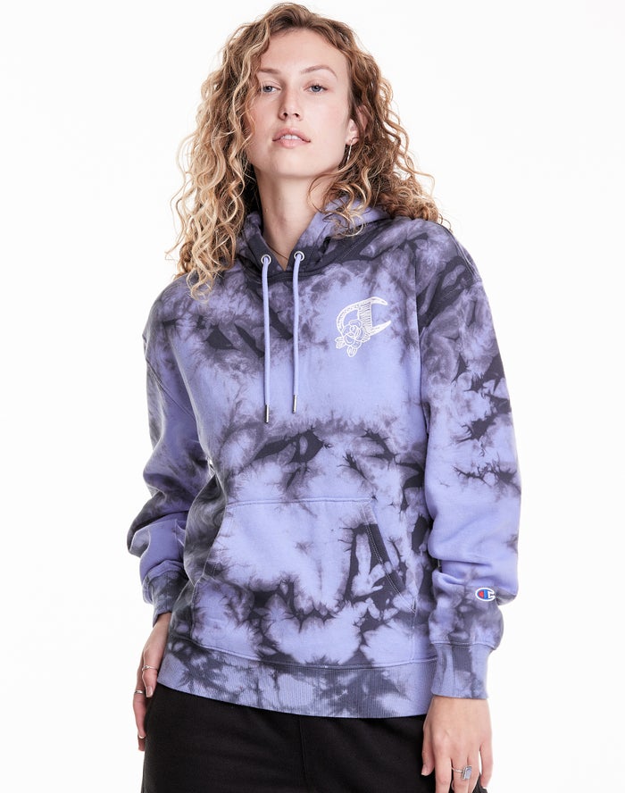 Champion Womens Hoodie NZ - Galaxy Dye Blue/Black ( 5834-OGLKN )